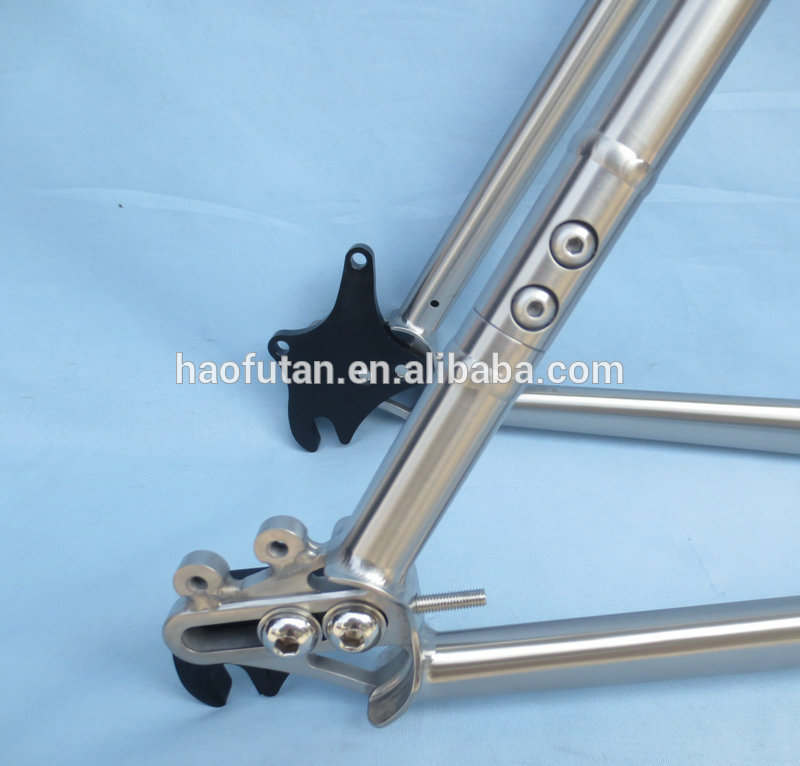 China high quality new design titanium belt drive splitter sliding dropout 700C internal headtube frame external cable routing